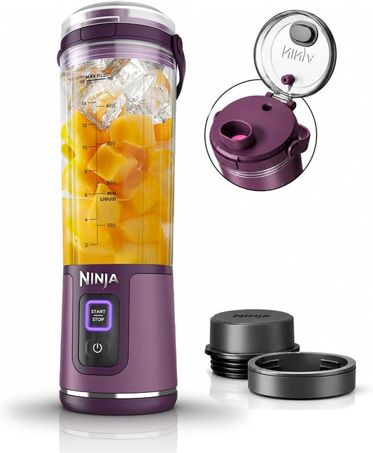 Ninja BC151PR Blast - Licuadora portátil, inalámbrica, recipiente d...