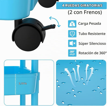 Carrito para pañales Volnamal, carrito con ruedas de 3 niveles para...