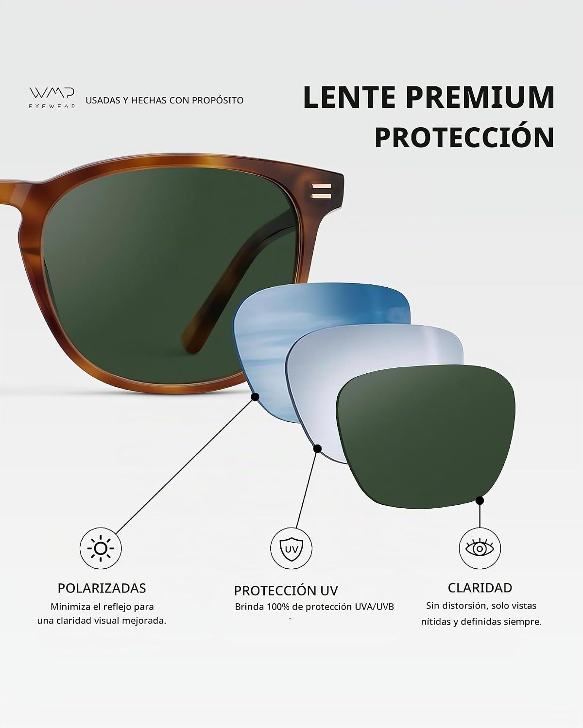 WMP Eyewear - Gafas de sol polarizadas modernas y redondas para hom...