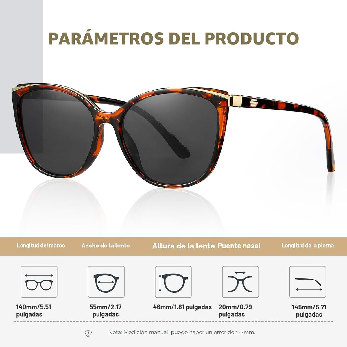 Colrea Gafas de Sol Modernas con Forma de Ojo de Gato para Mujer, E...
