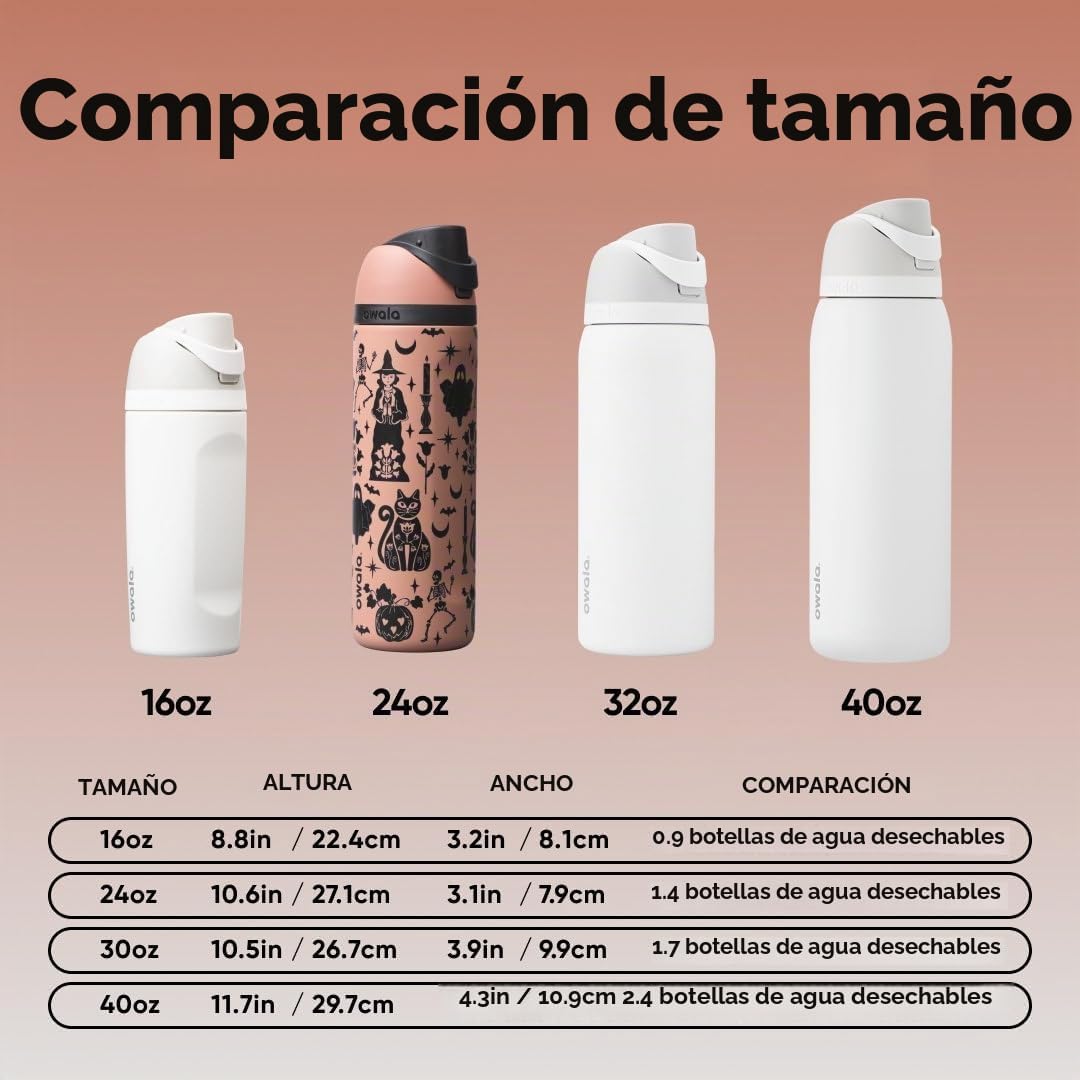 Owala FreeSip - Botella de agua de acero inoxidable de 24 oz Fright...