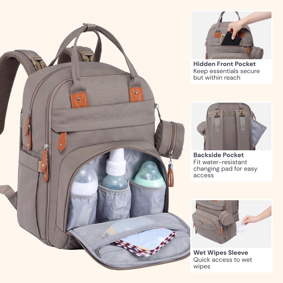 BabbleRoo Mochila para pañales \u2013 Bolsa de viaje para Baby Esse...