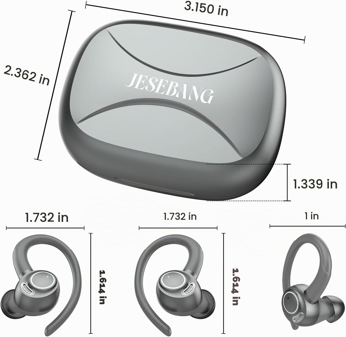 Auriculares inalámbricos, Bluetooth 5.4 Auriculares deportivos sobr...