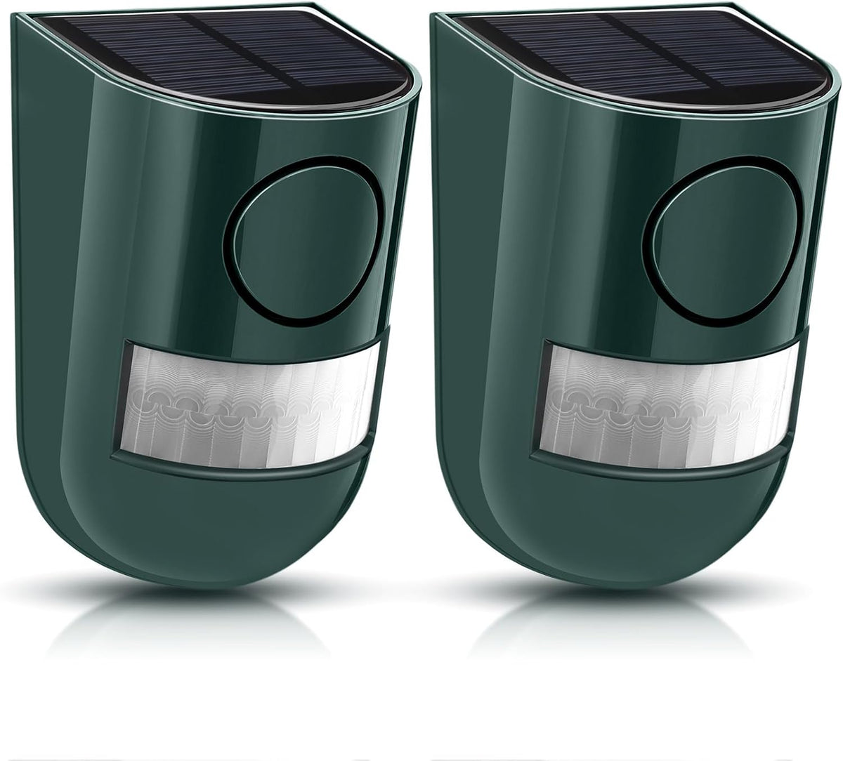 Qualirey Paquete de 2 alarmas solares con sensor de movimiento, luz...