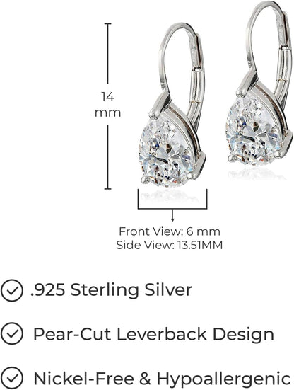 Amazon Essentials Pendientes de plata de ley o chapado en oro con c...