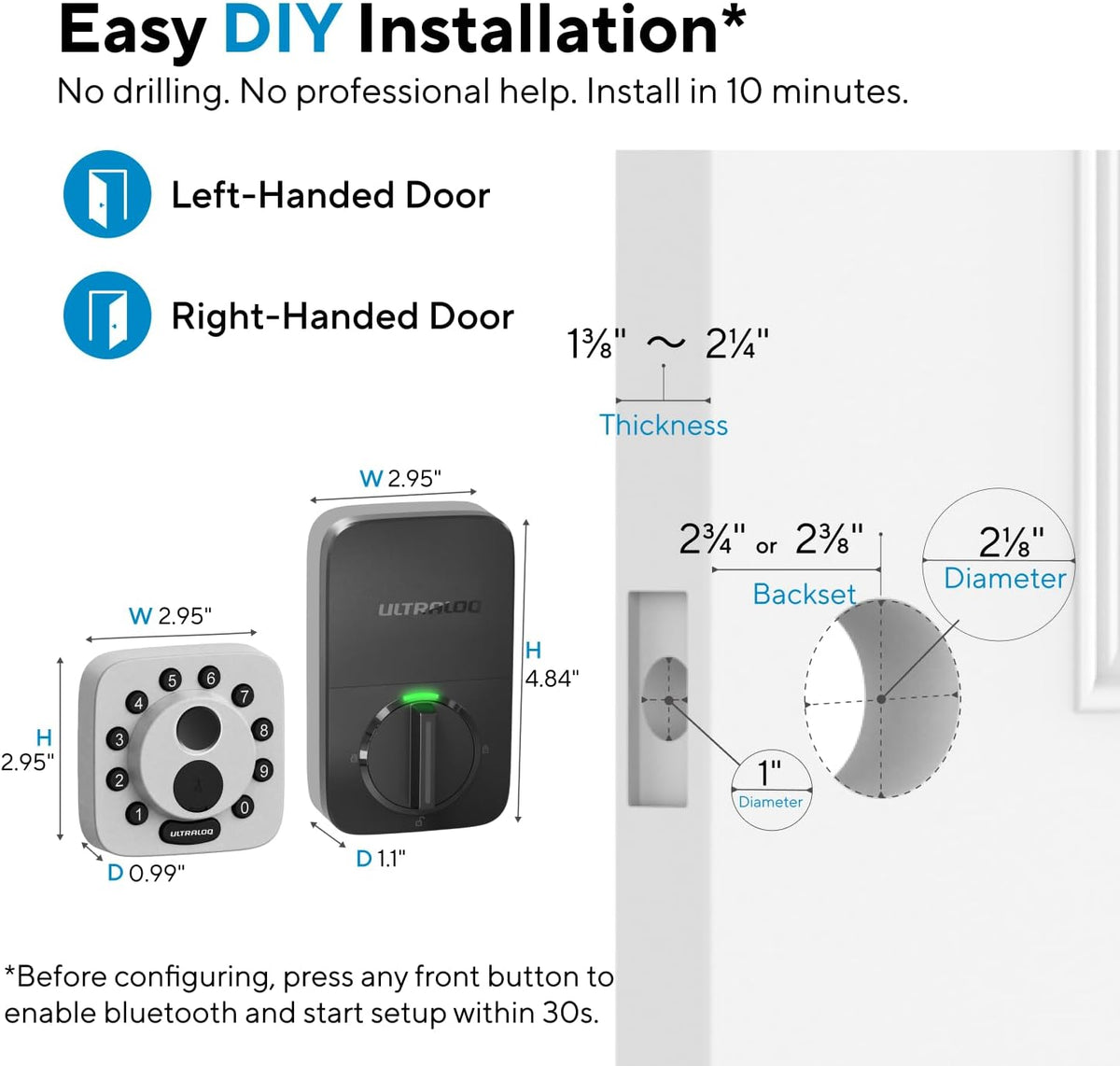 ULTRALOQ Cerradura inteligente Bolt SE,WiFi incorporado,Materia sob...