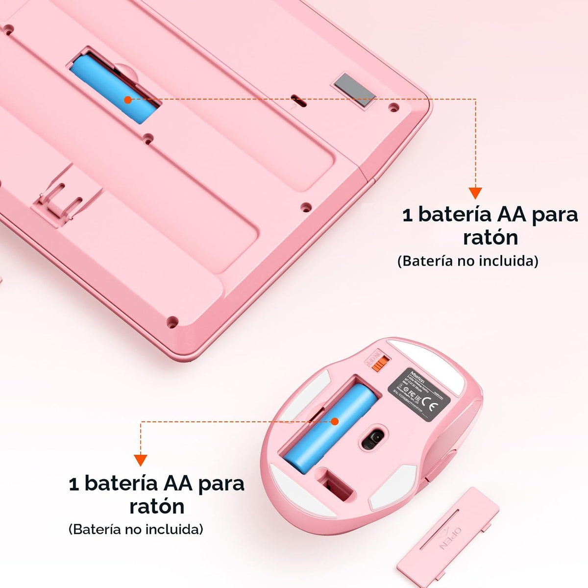 MEETION Combo de teclado y mouse inalámbricos, tamaño completo con...