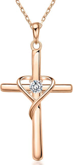 AmorAime Collar con cruz de plata de ley 925 para mujeres y hombres...