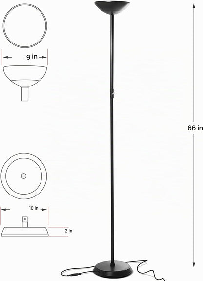 Brightech SkyLite - Lámpara de pie LED, lámpara de pie súper brilla...