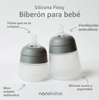 Nanobebe Biberón de silicona flexible, anticólicos, tacto natural,...