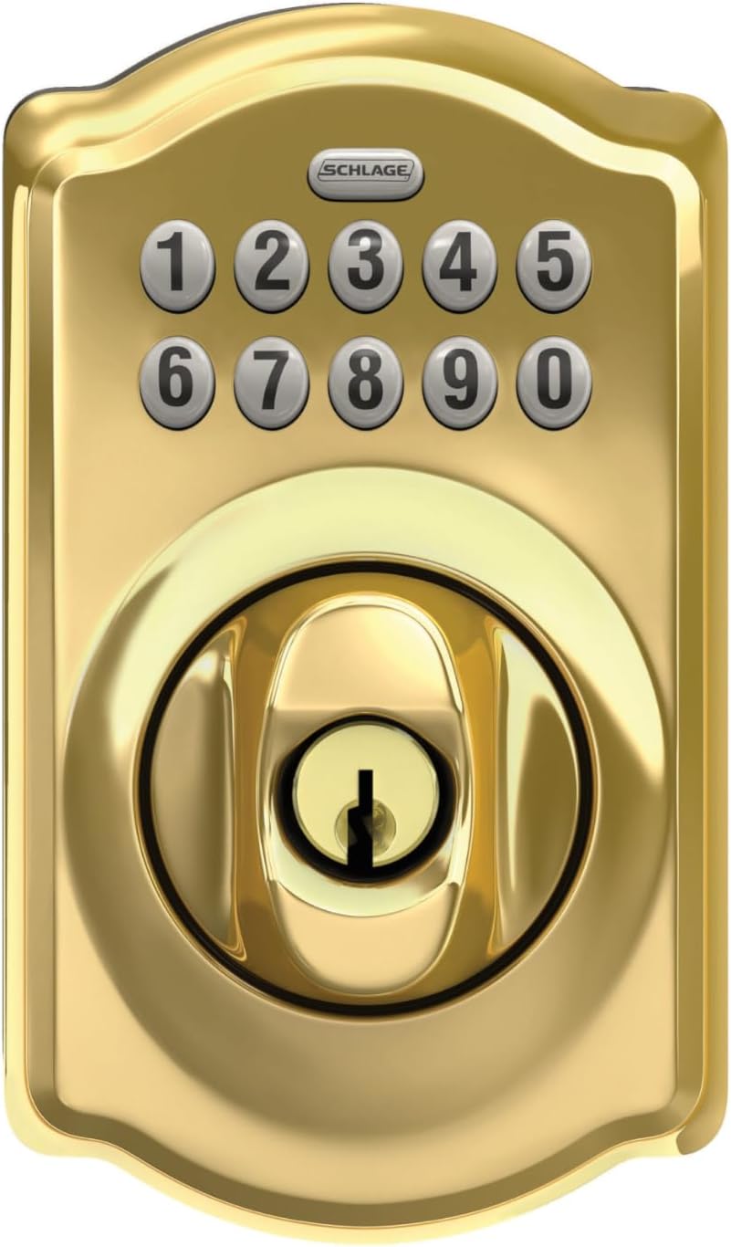 Schlage Cerradura de cerrojo de teclado electrónico, borde Camelot...