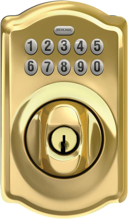 Schlage Cerradura de cerrojo de teclado electrónico, borde Camelot...