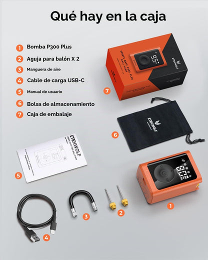 ETENWOLF Bomba de bola P300 Plus, bomba de baloncesto eléctrica par...