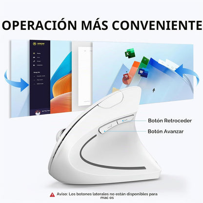 Ratón ergonómico TECKNET, 4800 DPI inalámbrico Bluetooth vertical,...