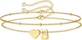 M MOOHAM Pulseras de oro con inicial de corazón para mujer, pulsera...