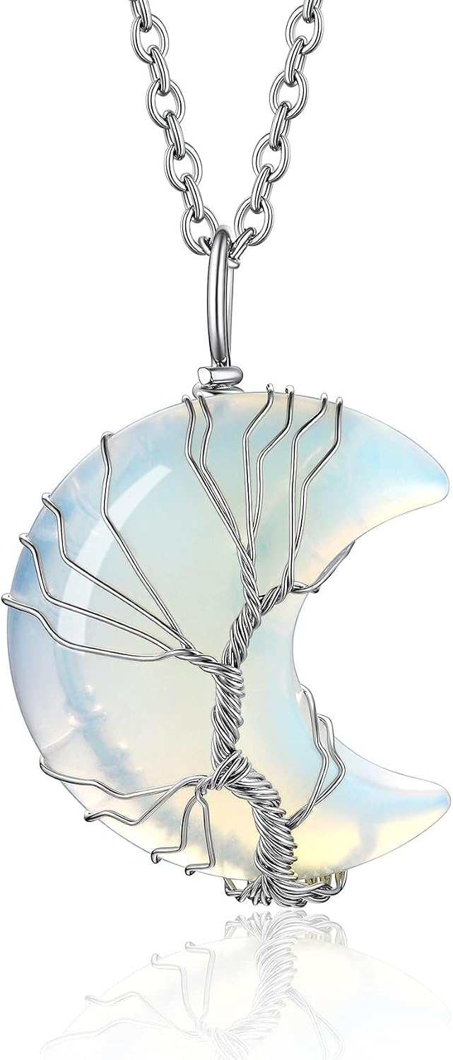 Bestyle Collar de cristal curativo envuelto en árbol de la vida, co...
