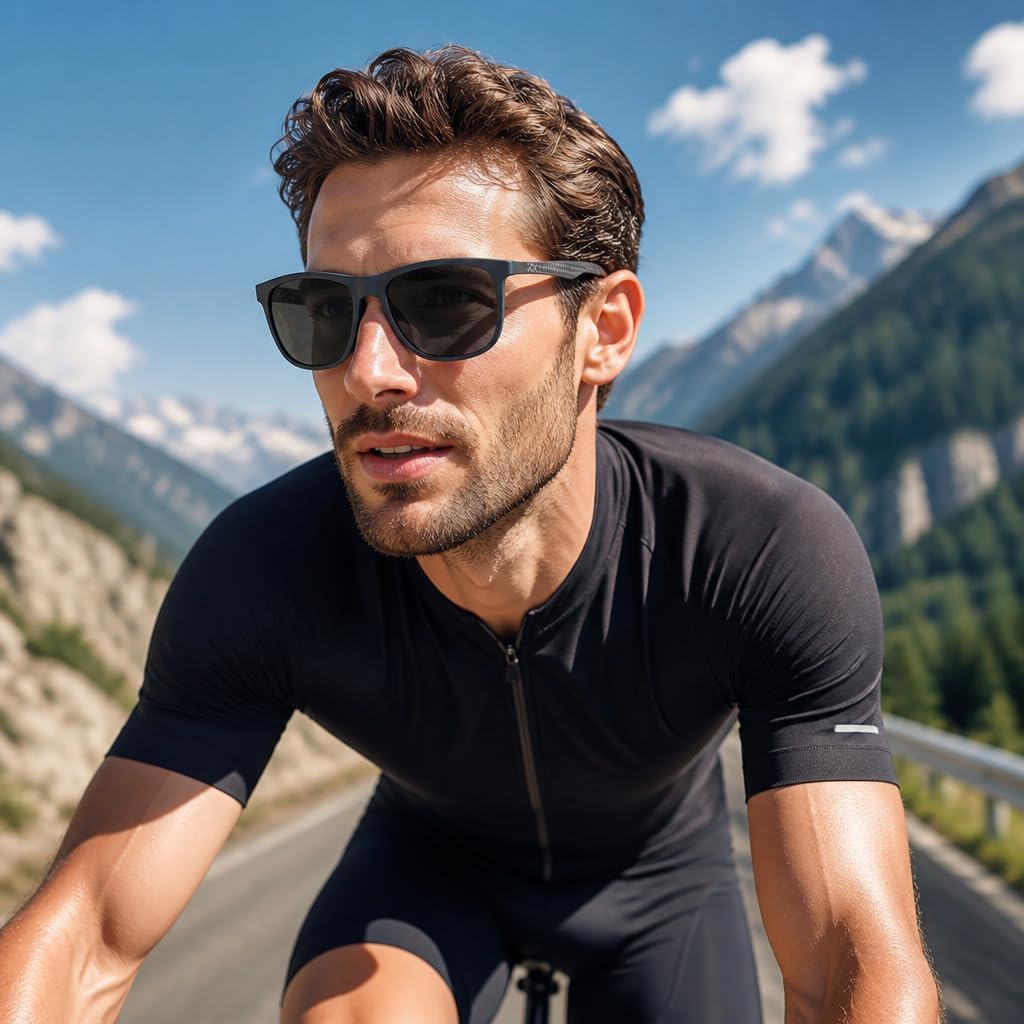 ZENOTTIC Gafas de sol polarizadas cuadradas para hombre, ultraliger...