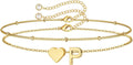 M MOOHAM Pulseras de oro con inicial de corazón para mujer, pulsera...