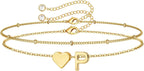 M MOOHAM Pulseras de oro con inicial de corazón para mujer, pulsera...