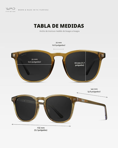 WMP Eyewear - Gafas de sol polarizadas modernas y redondas para hom...