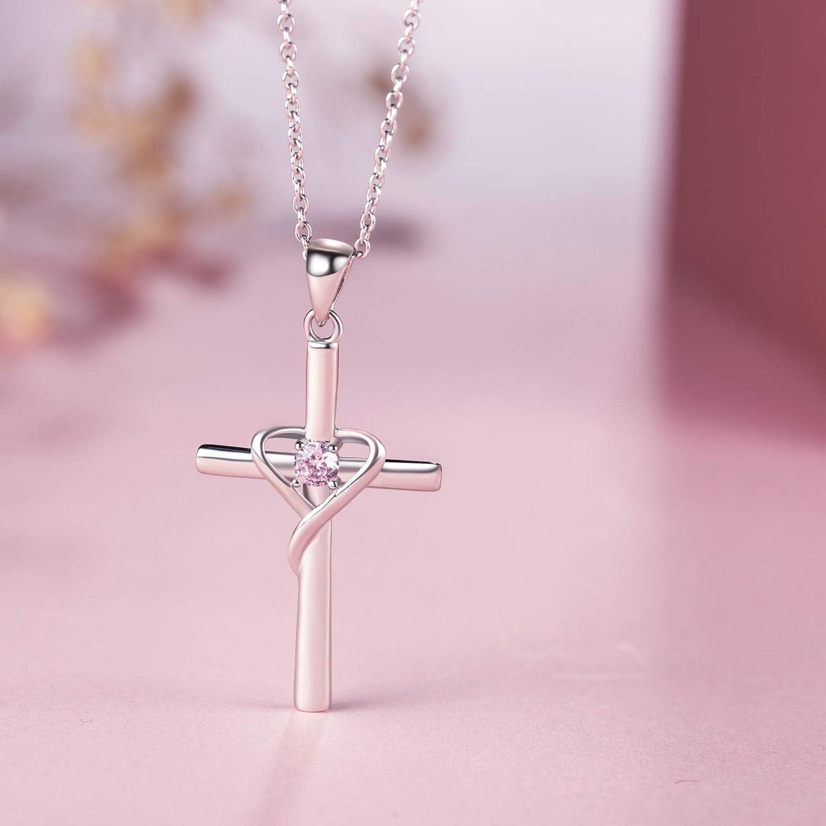 AmorAime Collar con cruz de plata de ley 925 para mujeres y hombres...