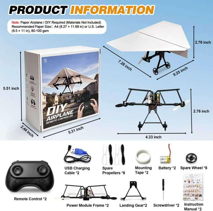 Virellia Kit de avión de papel RC DIY de 2 piezas para aficionados,...