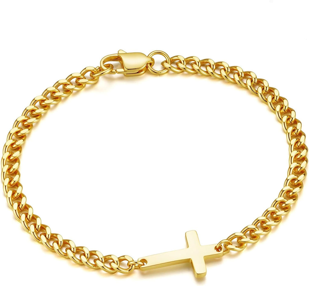 M MOOHAM Pulsera de cruz chapada en oro\/plata de 14 quilates para...