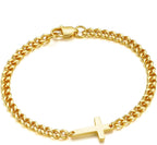 M MOOHAM Pulsera de cruz chapada en oro\/plata de 14 quilates para...