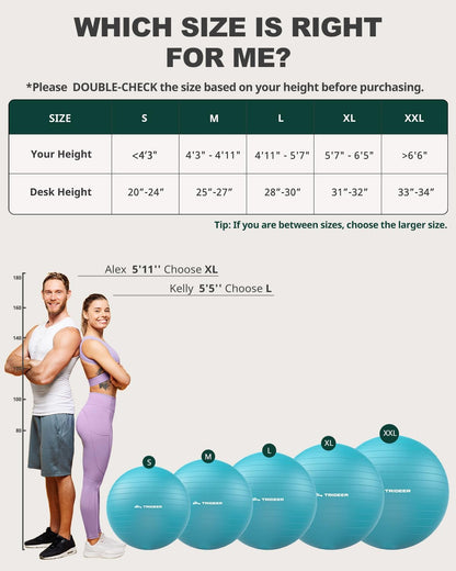 Trideer Pelota de yoga para ejercicio, embarazo, pelota de ejercici...