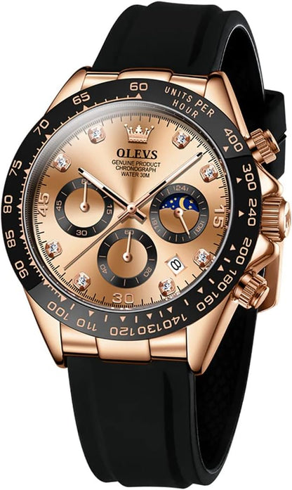 OLEVS Relojes de pulsera analógicos de cuarzo para hombre, cronógra...