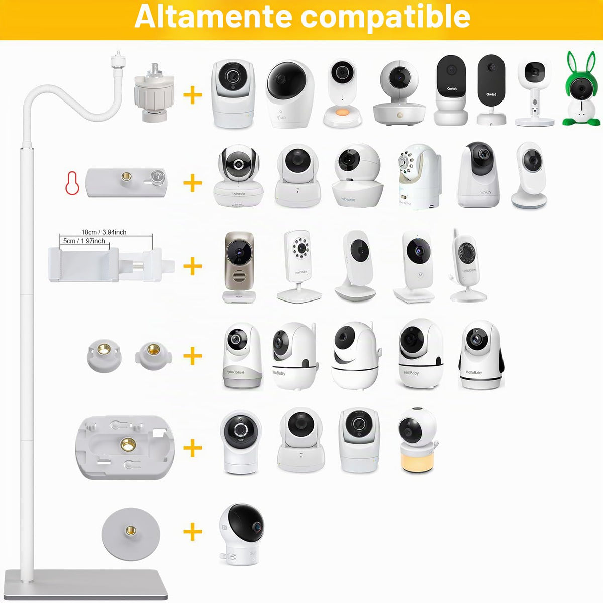 iTODOS Soporte de pie para monitor de bebé compatible con HelloBaby...