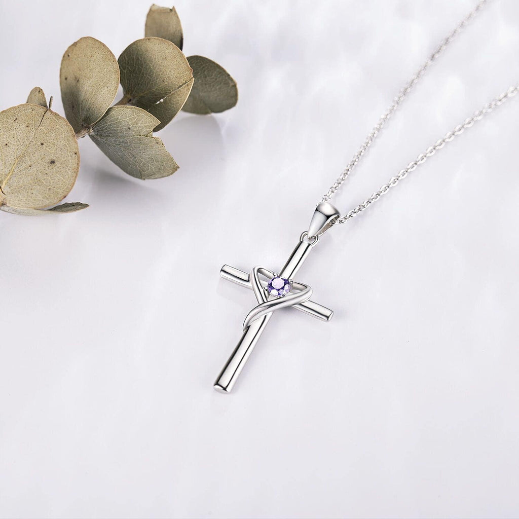 AmorAime Collar con cruz de plata de ley 925 para mujeres y hombres...