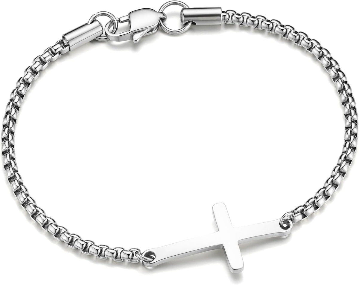 M MOOHAM Pulsera de cruz chapada en oro\/plata de 14 quilates para...