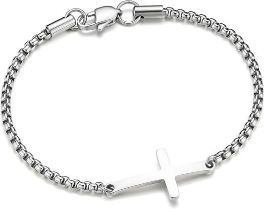 M MOOHAM Pulsera de cruz chapada en oro\/plata de 14 quilates para...