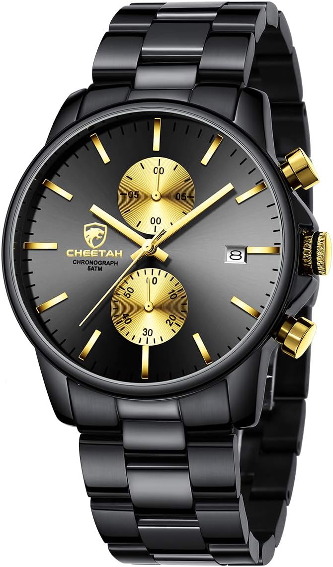 GOLDEN HOUR Fashion Business - Relojes para hombre con cronógrafo,...
