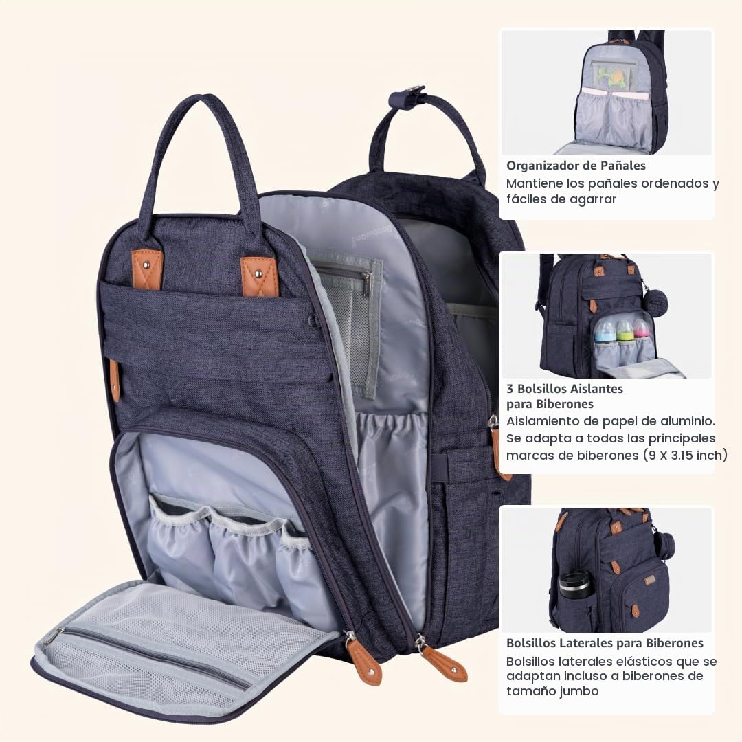 BabbleRoo Mochila para Pañales Extra Grande, Bolsa de Bebé Expandib...