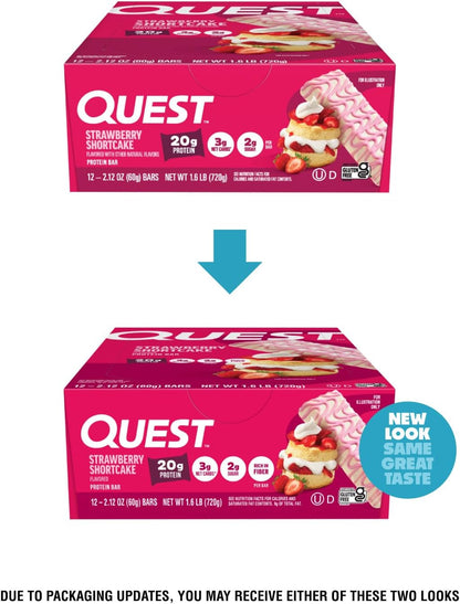 Quest Nutrition Barras de proteínas, pastel de fresa, 0.71 onzas de...