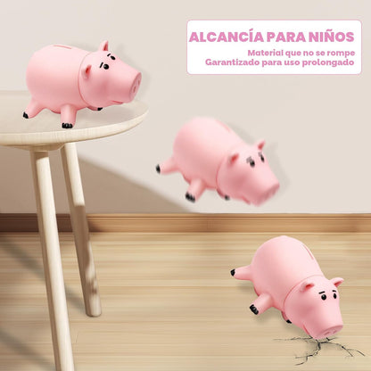 Hamm - Hucha de cerdo rosa, caja de dinero de plástico con paquete...