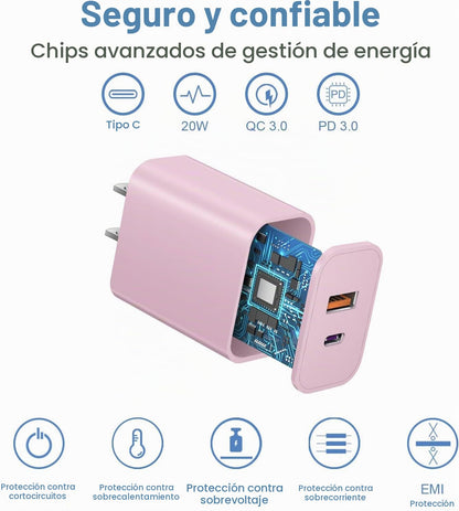 Bloque de carga USB C, bloque de cargador para iPhone 16\/15 [paque...