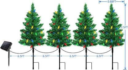Homeleo Juego de 4 árboles de Navidad solares con 80 luces LED mult...