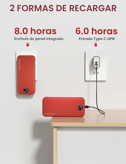 citicr Cargador portátil 20000mAh PD20W con cables incorporados y e...