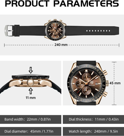 BENYAR Reloj para hombre analógico cronógrafo de cuarzo, impermeabl...