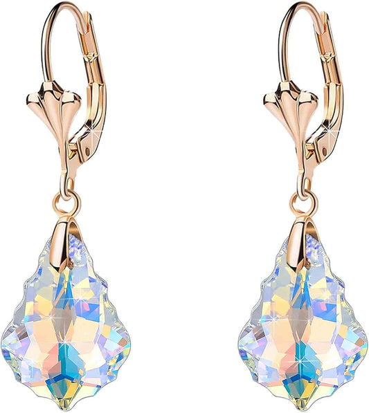 Aretes de cristal austriaco barroco con cierre de palanca para muje...
