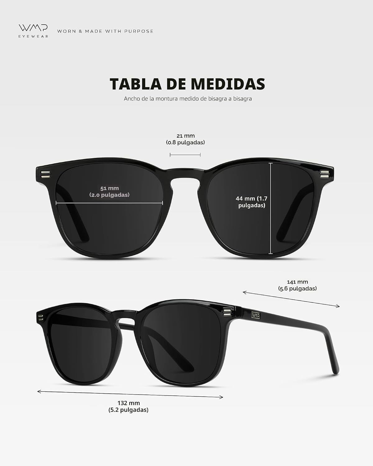 WMP Eyewear - Gafas de sol polarizadas modernas y redondas para hom...