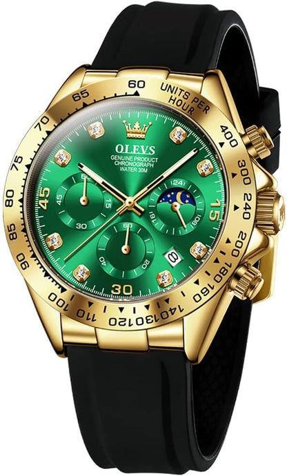 OLEVS Relojes de pulsera analógicos de cuarzo para hombre, cronógra...