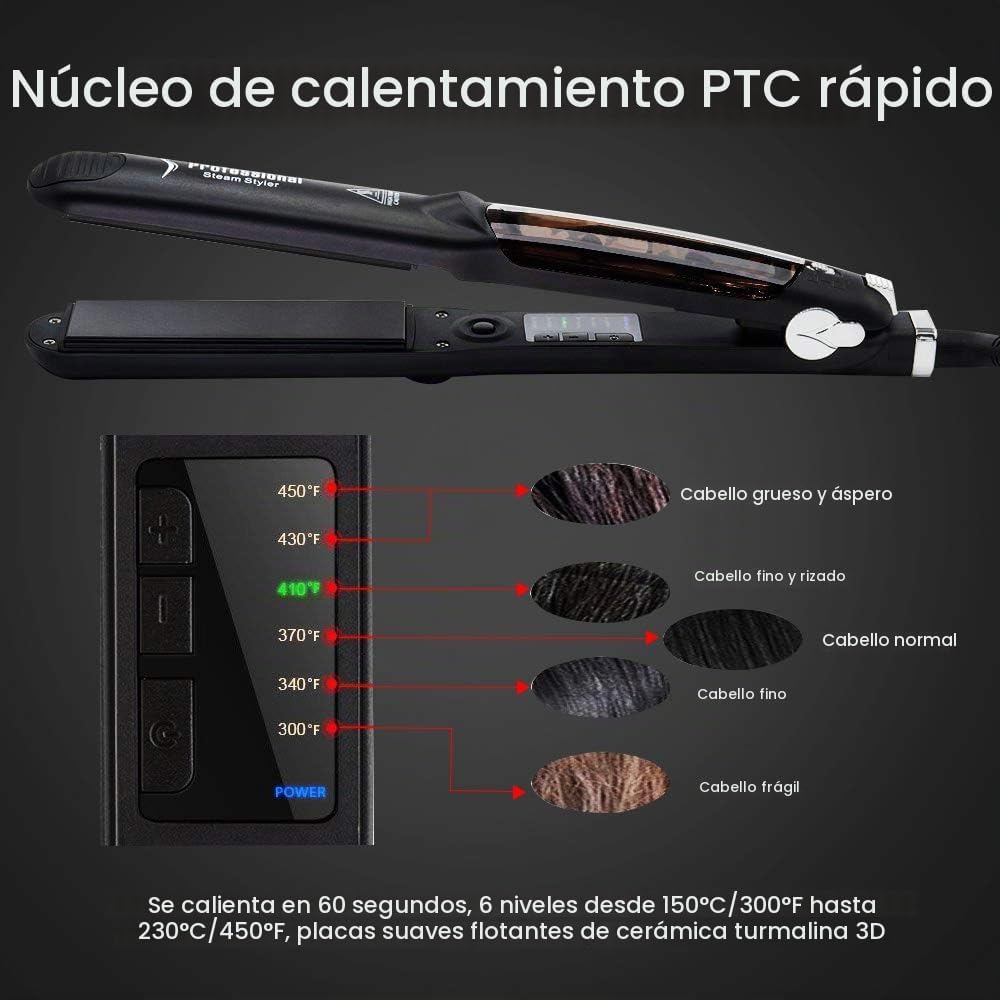 DORISILK Plancha de vapor para cabello, plancha de vapor profesiona...