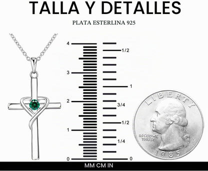 AmorAime Collar con cruz de plata de ley 925 para mujeres y hombres...