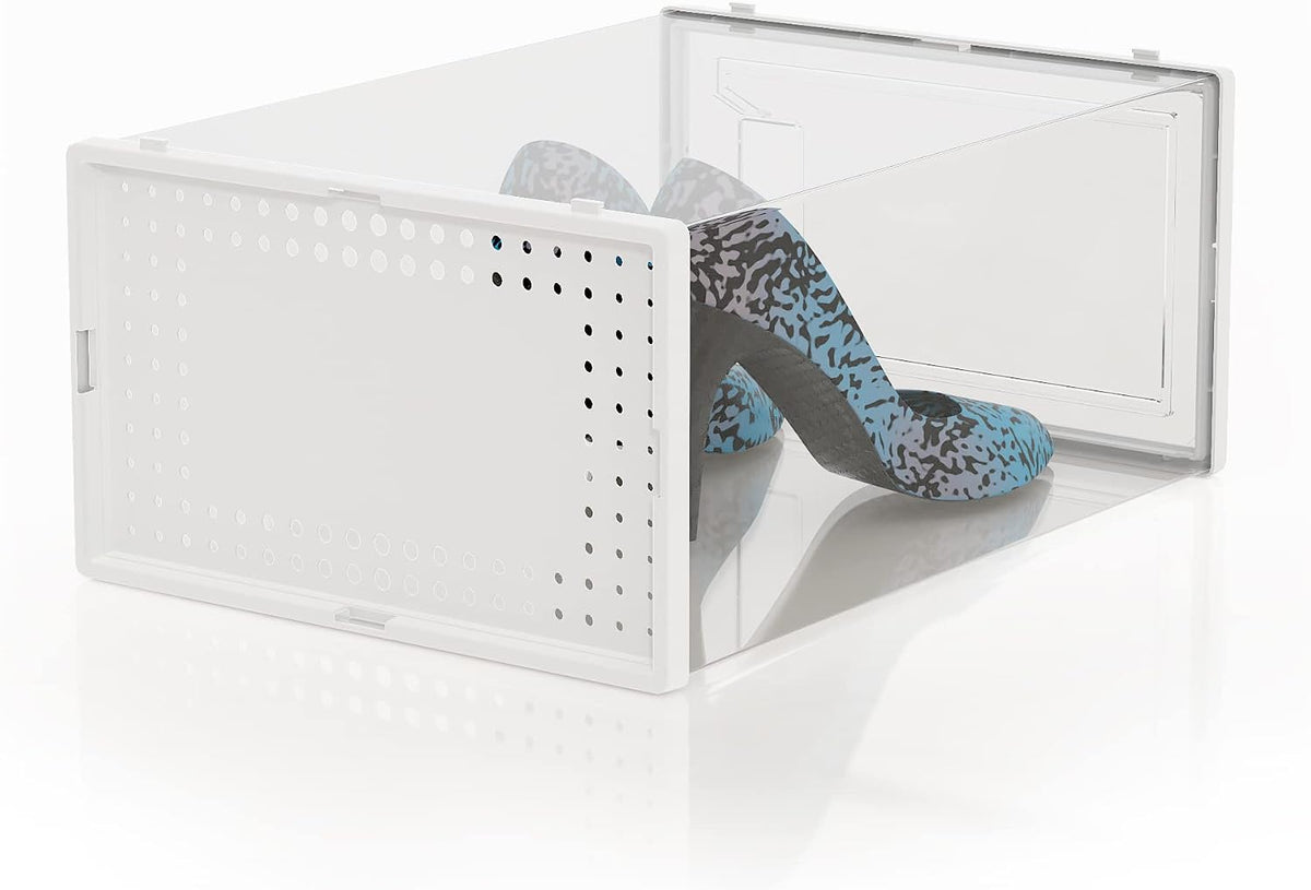 Paquete de 12 cajas grandes apilables de plástico transparente para...