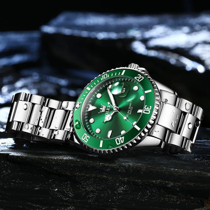 OLEVS Relojes de lujo para hombres grandes de acero inoxidable resi...