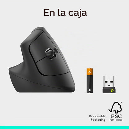 Ratón inalámbrico ergonómico vertical con elevación para zurdos Log...